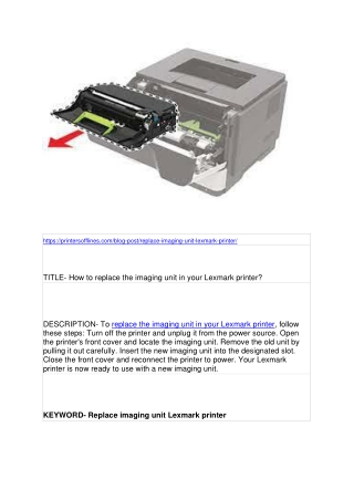 How to replace the imaging unit in your Lexmark printer?