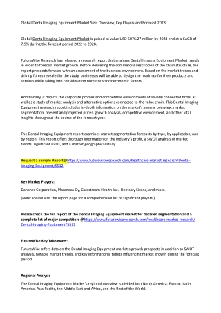 Global Dental Imaging Equipment Market Size, Overview, Key Players and Forecast 2028