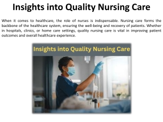 Opinions about High-Quality Nursing Care