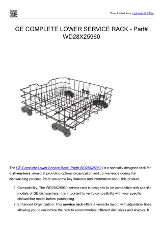 GE COMPLETE LOWER SERVICE RACK - Part# WD28X25960