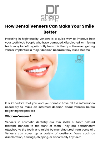 How Dental Veneers Can Make Your Smile Better