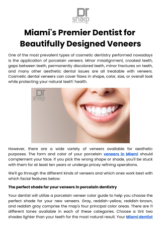 Miami's Premier Dentist for Beautifully Designed Veneers