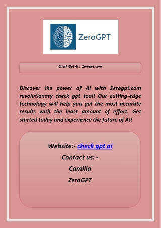 Check Gpt Ai | Zerogpt.com