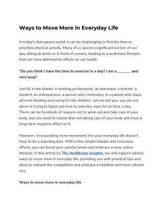 Ways to Move More in Everyday Life