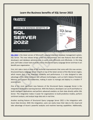 Learn the Business benefits of SQL Server 2022