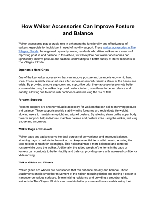 How Walker Accessories Can Improve Posture and Balance