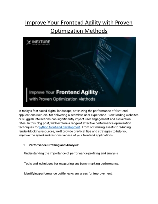 Improve Your Frontend Agility with Proven Optimization Methods