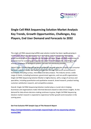 Single Cell RNA Sequencing Solution Market