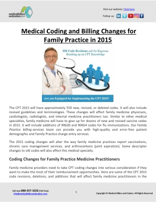 Medical Coding and Billing Changes for Family Practice in 2015