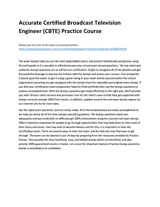 Accurate Certified Broadcast Television Engineer (CBTE) Practice Course