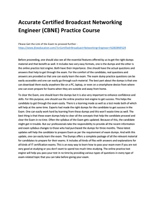Accurate Certified Broadcast Networking Engineer (CBNE) Practice Course