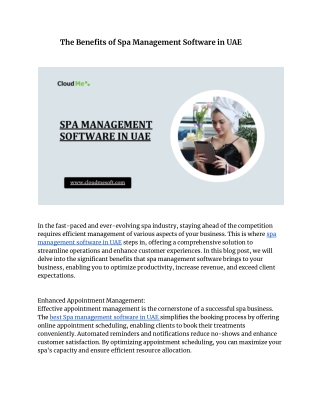 The Benefits of Spa Management Software in UAE | Best Spa Management Software
