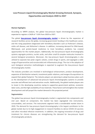 Low-Pressure Liquid Chromatography Market Analysis, Size, Share, Growth, Trends