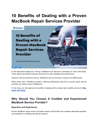 10 Benefits of Dealing with a Proven MacBook Repair Services Provider