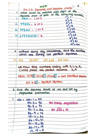 Class 8 Chapter 6 Squares and square roots Ex 6.3