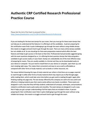 Authentic CRP Certified Research Professional Practice Course