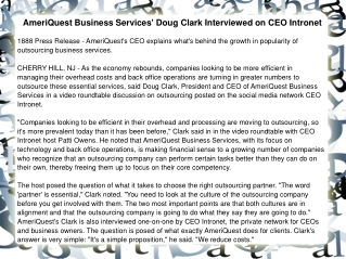 AmeriQuest Business Services' Doug Clark Interviewed