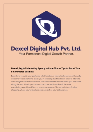 Dexcel, Digital Marketing Agency in Pune Shares Tips to Boost Your E-Commerce Business.