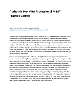 Authentic Pro.MBA Professional MBA® Practice Course