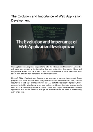 The Evolution and Importance of Web Application Development