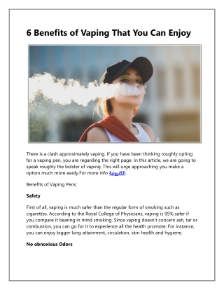 6 Benefits of Vaping That You Can Enjoy