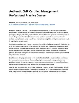 Authentic CMP Certified Management Professional Practice Course