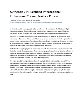 Authentic CIPT Certified International Professional Trainer Practice Course