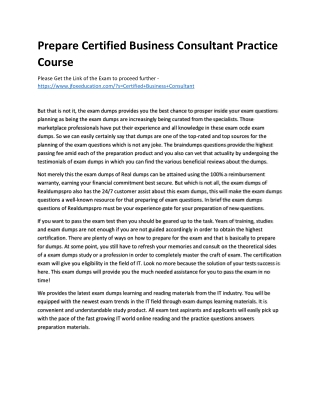 Prepare Certified Business Consultant Practice Course