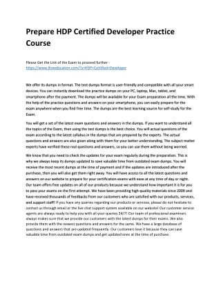 Prepare HDP Certified Developer Practice Course