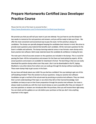 Prepare Hortonworks Certified Java Developer Practice Course