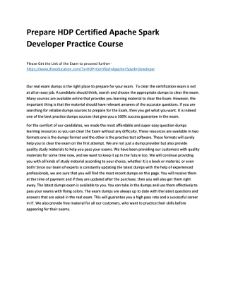 Prepare HDP Certified Apache Spark Developer Practice Course