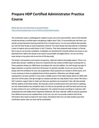 Prepare HDP Certified Administrator Practice Course