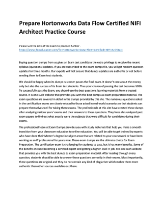 Prepare Hortonworks Data Flow Certified NIFI Architect Practice Course