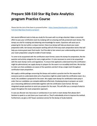 Prepare S08-510 Star Big Data Analytics program Practice Course