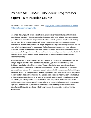 Prepare S09-005S09-005Secure Programmer Expert-. Net Practice Course