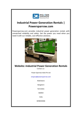 Industrial Power Generation Rentals  Powersparrow.com