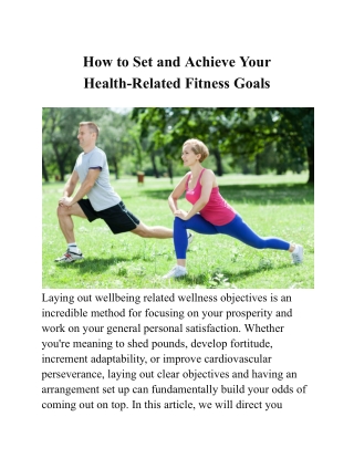 How to Set and Achieve Your Health-Related Fitness Goals