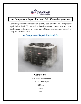 Ac Compressor Repair Portland OR  Conradoregon.com