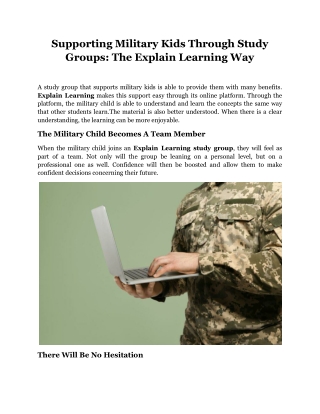 Supporting Military Kids Through Study Groups The Explain Learning Way