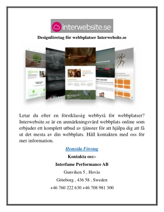 Designföretag för webbplatser Interwebsite.se