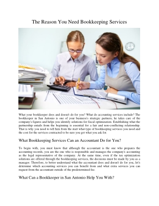 The Reason You Need Bookkeeping Services