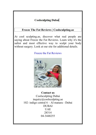 Freeze The Fat Reviews  Coolsculpting.ae