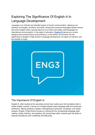 Exploring The Significance Of English iii In Language Development