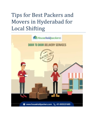 Tips for Best Packers and Movers in Hyderabad for Local Shifting