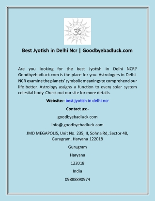 Best Jyotish in Delhi Ncr  Goodbyebadluck