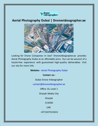 Aerial Photography Dubai  Dronevideographer.ae