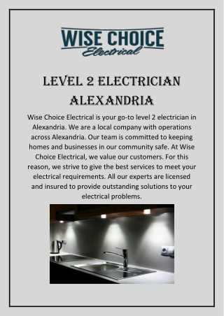 Level 2 Electrician Alexandria