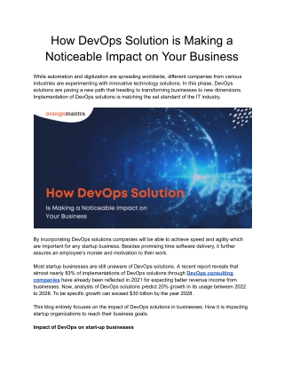 How DevOps Solution is making a Noticiable Impact on Your Business 2023