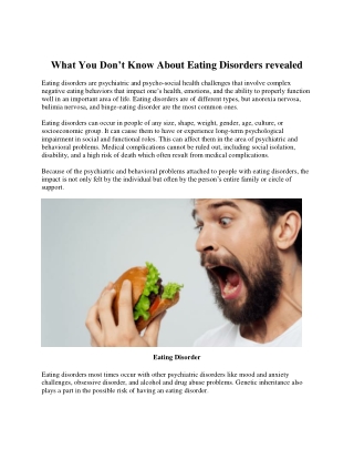 What You Don’t Know About Eating Disorders revealed