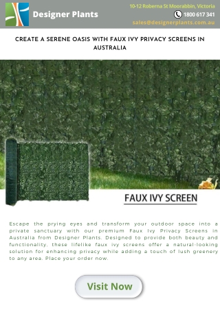 Create a Serene Oasis with Faux Ivy Privacy Screens in Australia